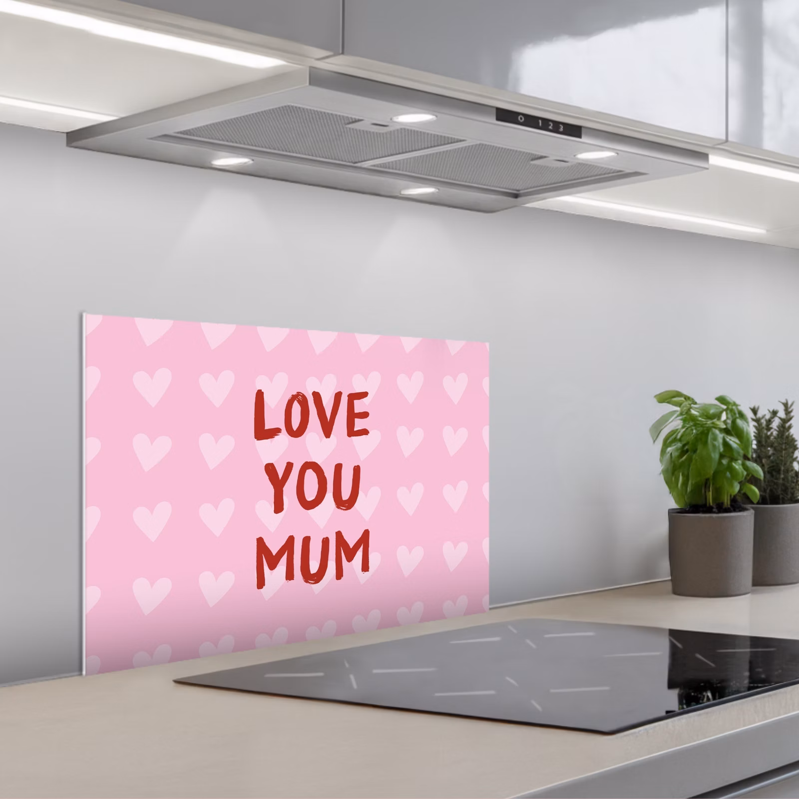 Kitchen splashback for hob - Love - Quote - Mother - Red — 1