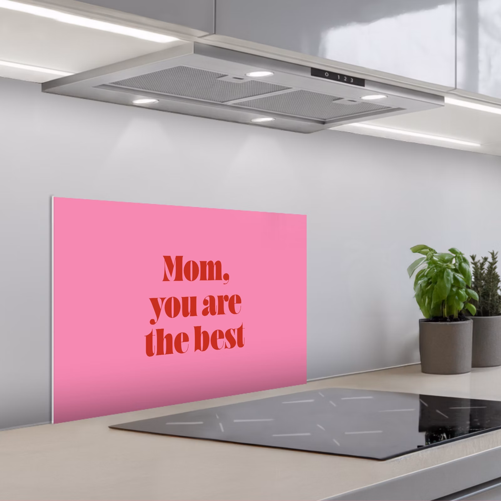Kitchen splashback for hob - Mother - Message -Pink — 1