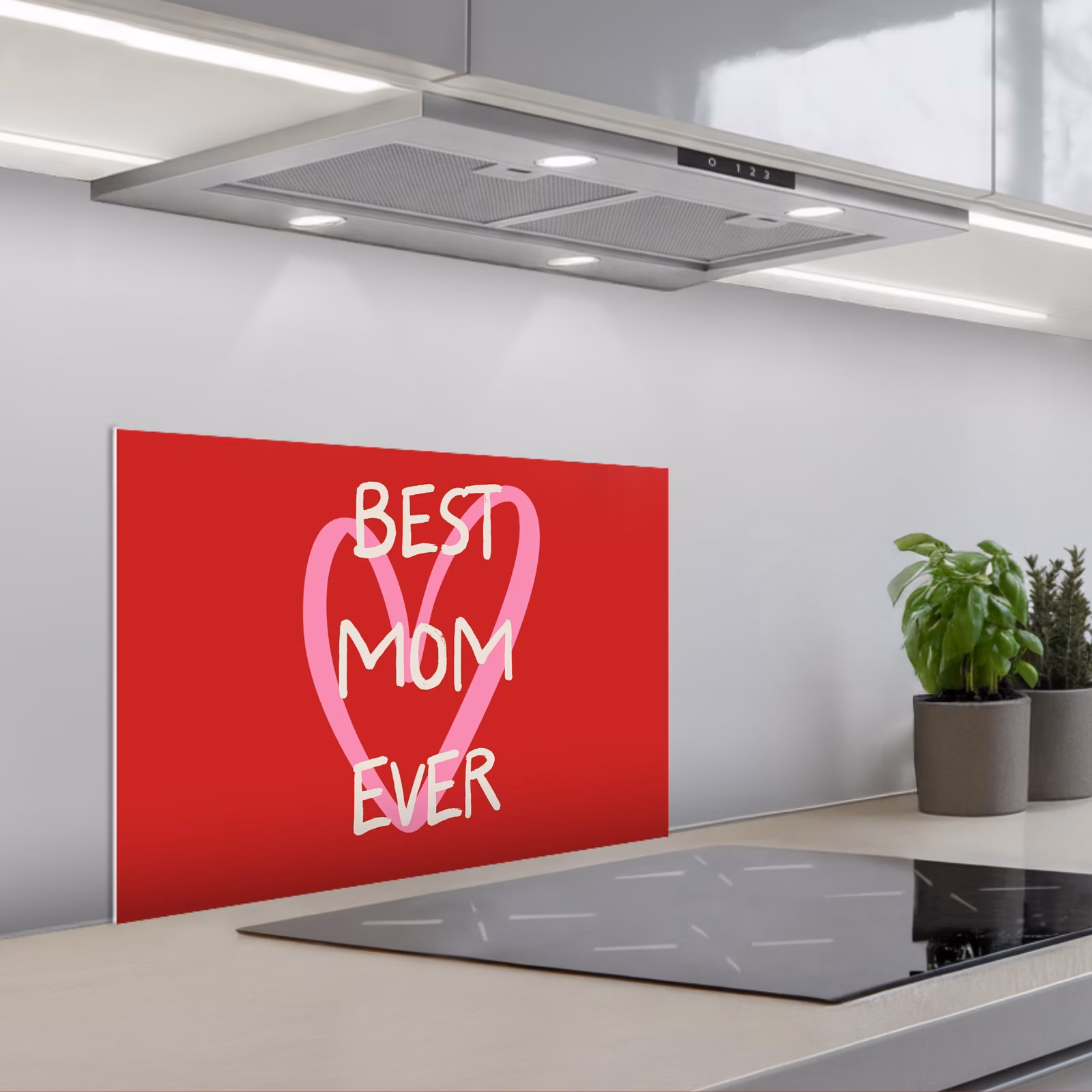 Kitchen splashback for hob - Mother - Quote - Heart - Red — 1