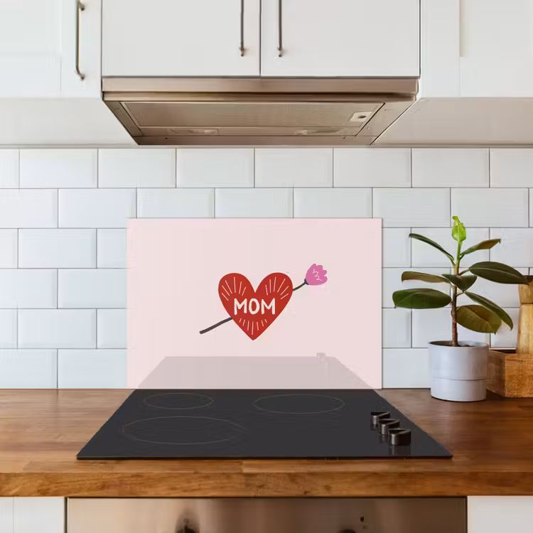 Kitchen splashback for hob - Heart - Red - Flower - Mother — 3
