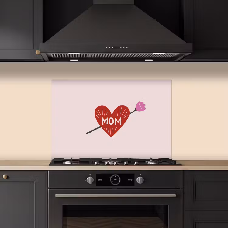 Kitchen splashback for hob - Heart - Red - Flower - Mother — 5