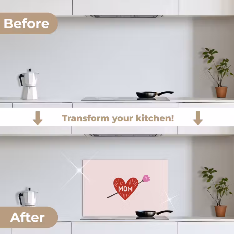Kitchen splashback for hob - Heart - Red - Flower - Mother — 7