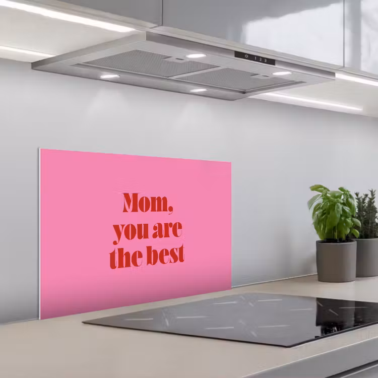 Kitchen splashback for hob - Mother - Message -Pink — 1