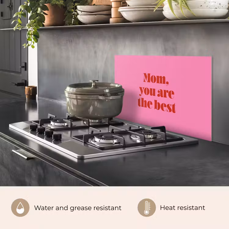Kitchen splashback for hob - Mother - Message -Pink — 2