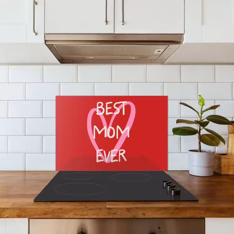 Kitchen splashback for hob - Mother - Quote - Heart - Red — 3