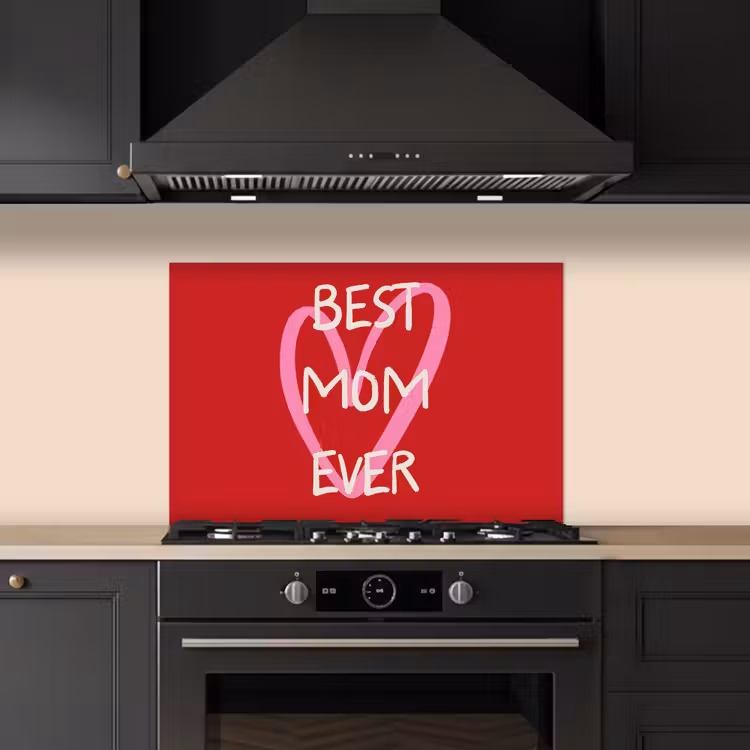 Kitchen splashback for hob - Mother - Quote - Heart - Red — 5