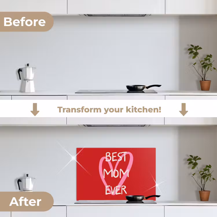 Kitchen splashback for hob - Mother - Quote - Heart - Red — 7