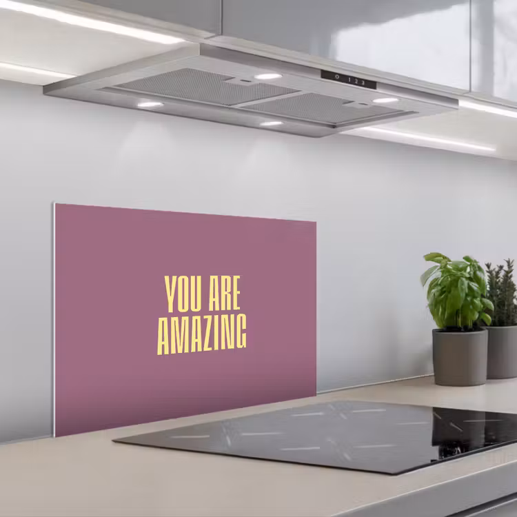 Kitchen splashback for hob - Text - Purple - Amazing — 1