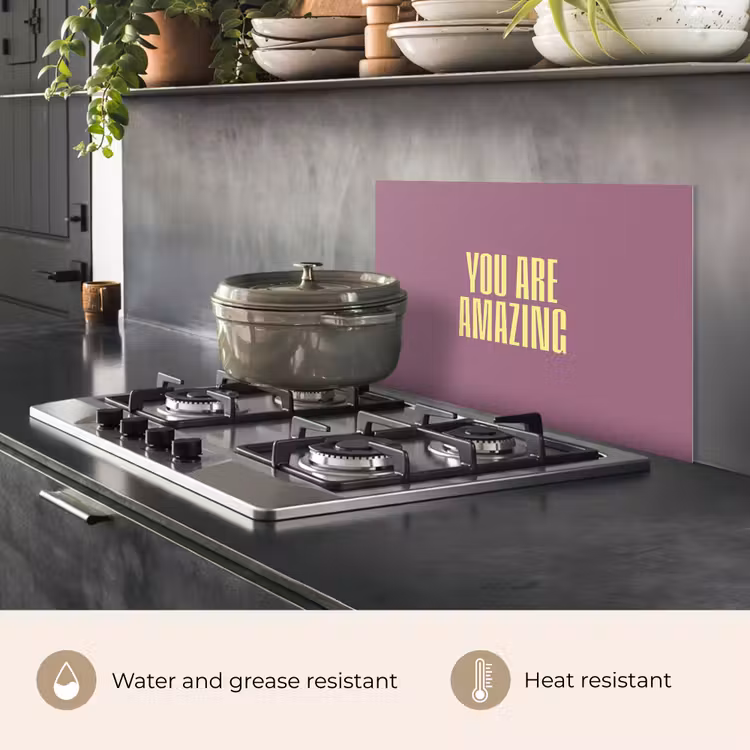 Kitchen splashback for hob - Text - Purple - Amazing — 2