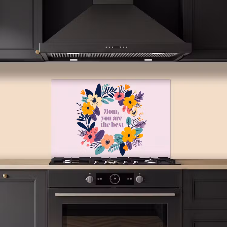Kitchen splashback for hob - Wreath of flowers - Colorful - Mother — 5