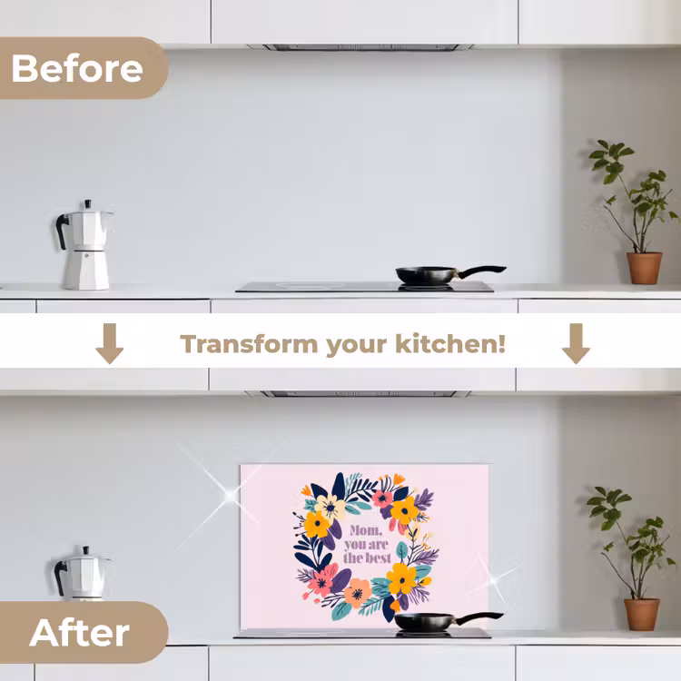 Kitchen splashback for hob - Wreath of flowers - Colorful - Mother — 7