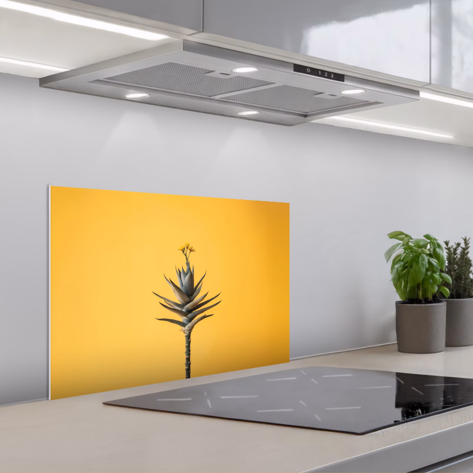 Kitchen splashback for hob - Plant - Minimalist - Flower - Yellow — 1
