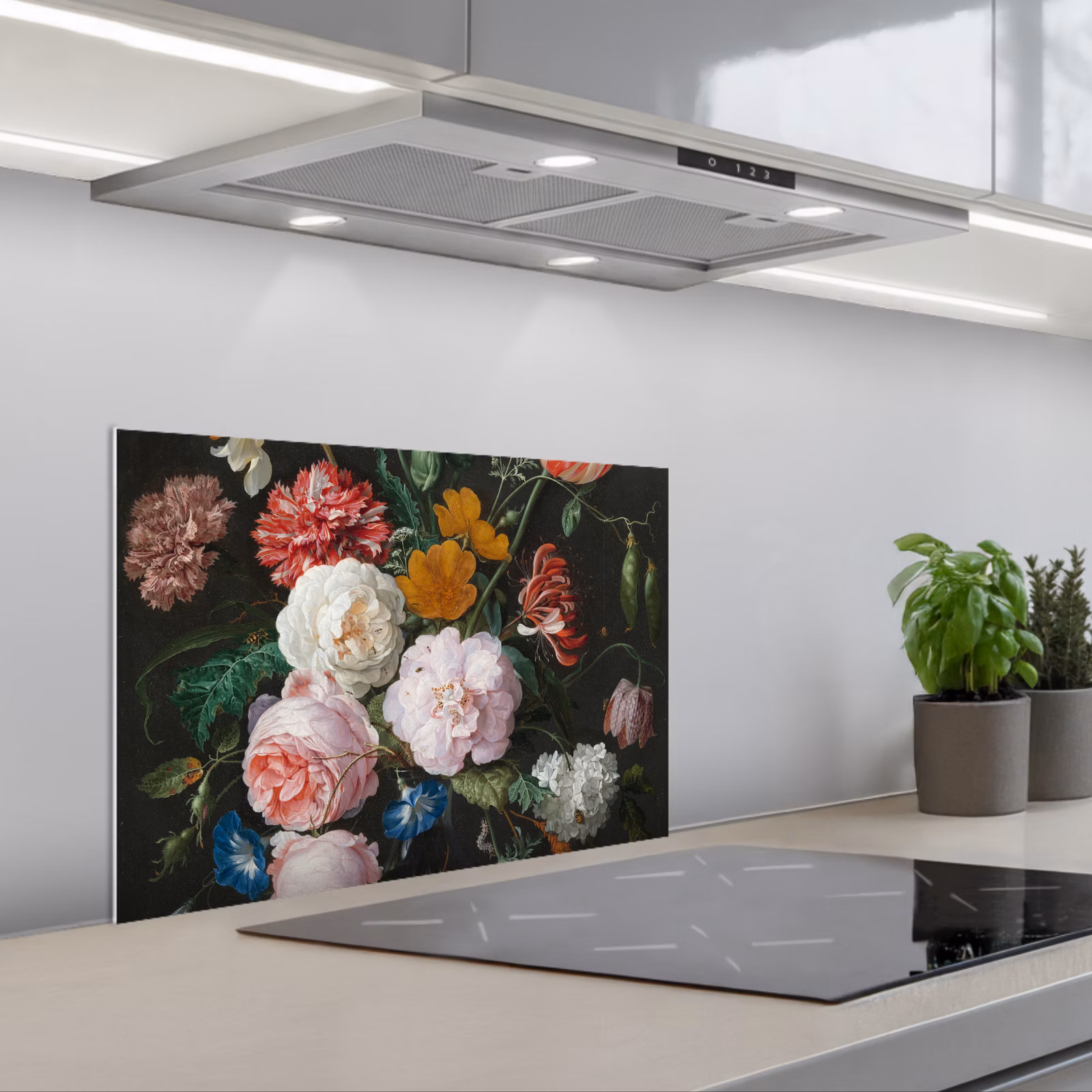 Kitchen splashback for hob - Still life with flowers in a glass vase - Painting by Jan Davidsz. de Heem — 1