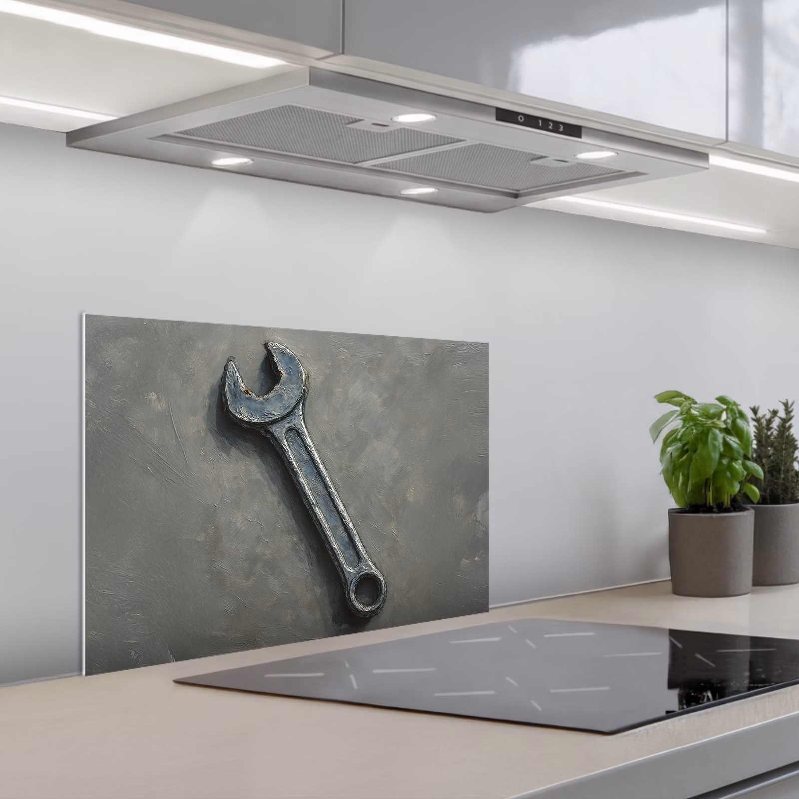 Kitchen splashback for hob - Wrench - Painting - Tools - Paint — 1