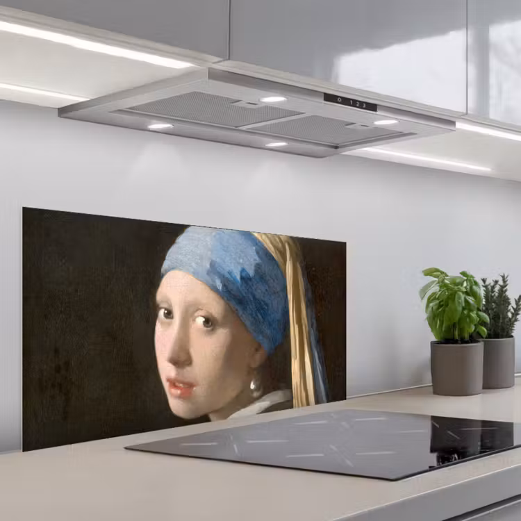 Kitchen splashback for hob - Girl with a Pearl Earring - Painting by Johannes Vermeer — 1