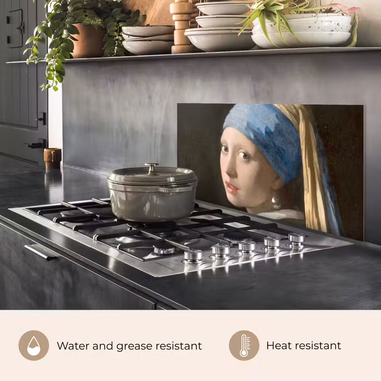 Kitchen splashback for hob - Girl with a Pearl Earring - Painting by Johannes Vermeer — 2