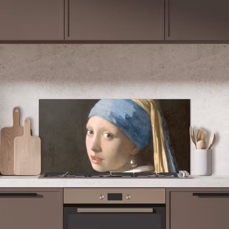 Kitchen splashback for hob - Girl with a Pearl Earring - Painting by Johannes Vermeer — 3