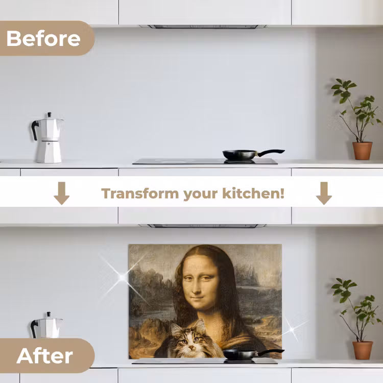 Kitchen splashback for hob - Mona Lisa - Cat - Leonardo da Vinci - Vintage - Artwork - Old Masters - Painting — 7
