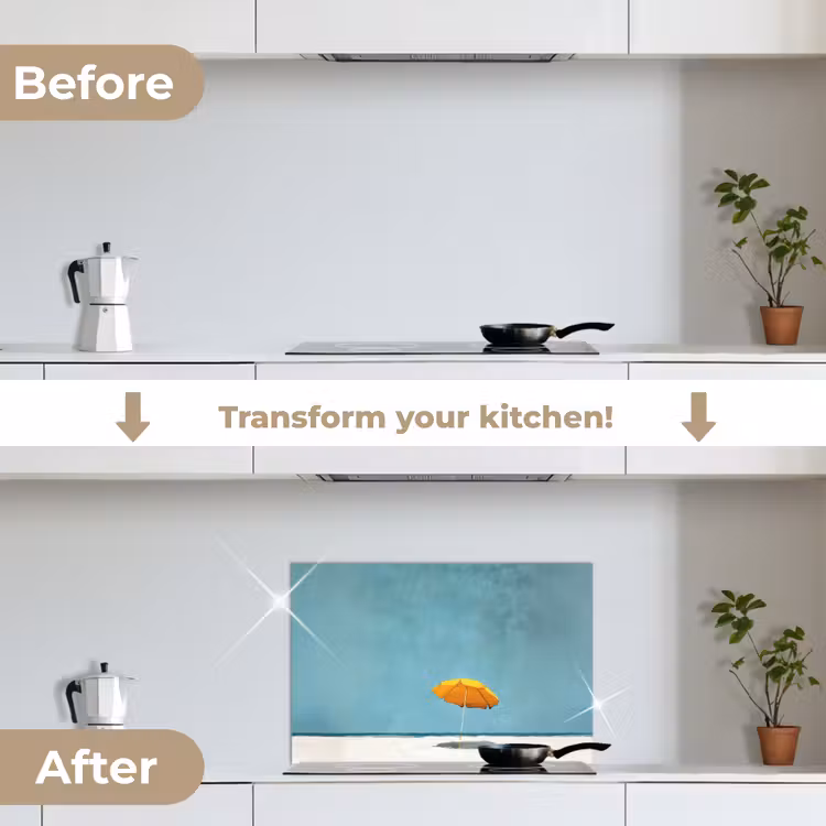 Kitchen splashback for hob - Parasol - Yellow - Beach - Sea — 7