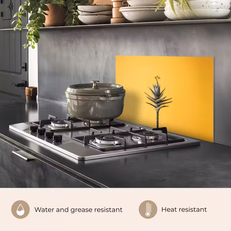 Kitchen splashback for hob - Plant - Minimalist - Flower - Yellow — 2