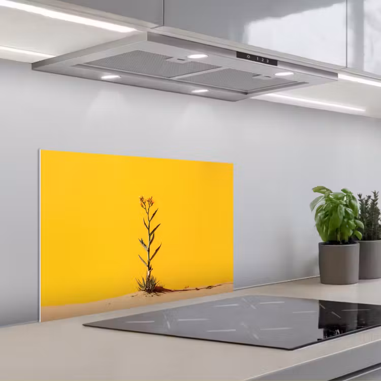 Kitchen splashback for hob - Sand - Plant - Yellow - Minimalist — 1