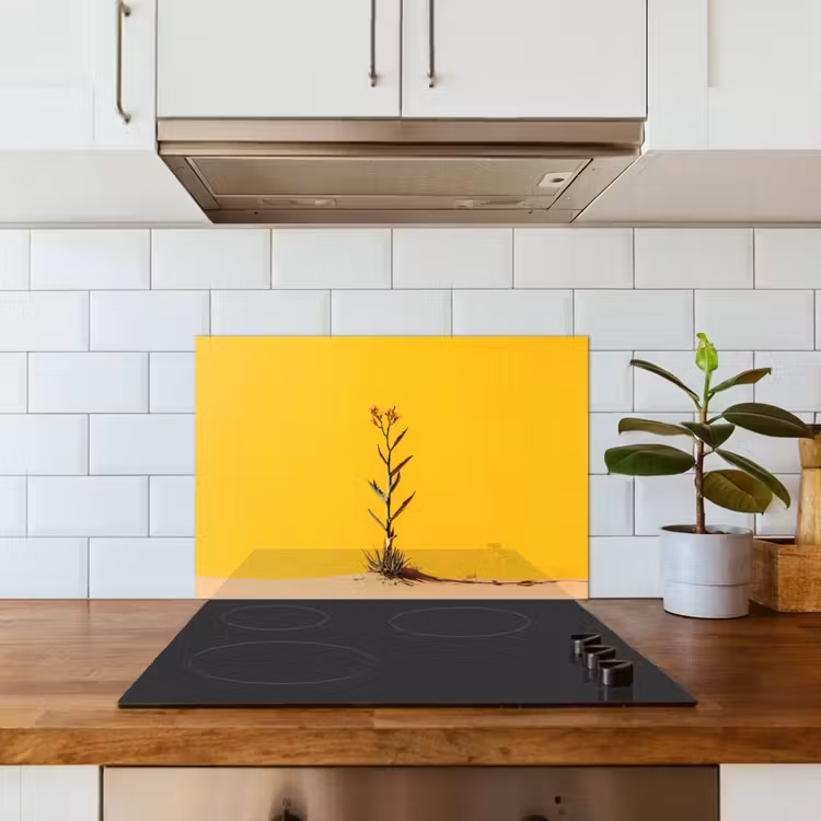 Kitchen splashback for hob - Sand - Plant - Yellow - Minimalist — 3