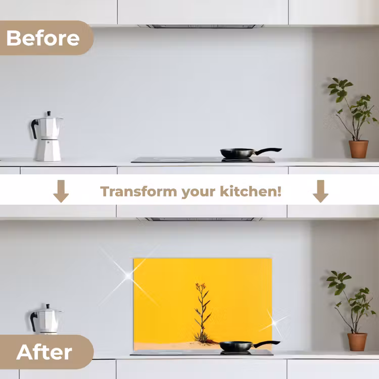 Kitchen splashback for hob - Sand - Plant - Yellow - Minimalist — 7