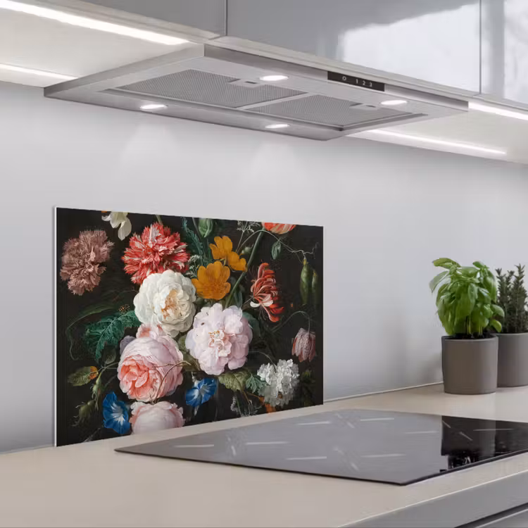 Kitchen splashback for hob - Still life with flowers in a glass vase - Painting by Jan Davidsz. de Heem — 1