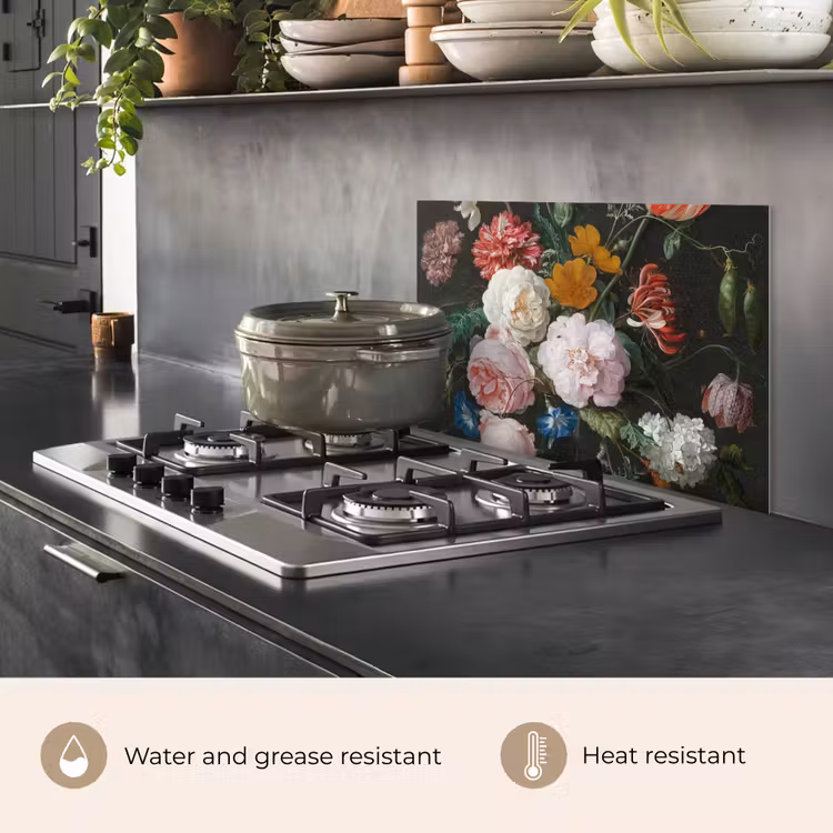 Kitchen splashback for hob - Still life with flowers in a glass vase - Painting by Jan Davidsz. de Heem — 2
