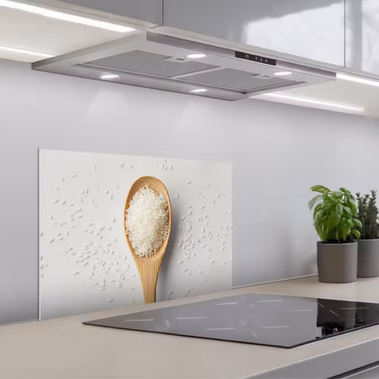 Kitchen splashback for hob - Wood - Spoon - Rice — 1