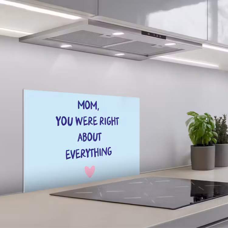 Kitchen splashback for hob - Mother - Quote - Blue — 1