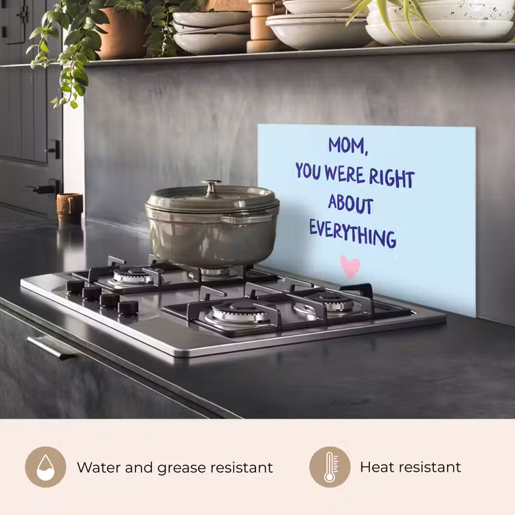 Kitchen splashback for hob - Mother - Quote - Blue — 2