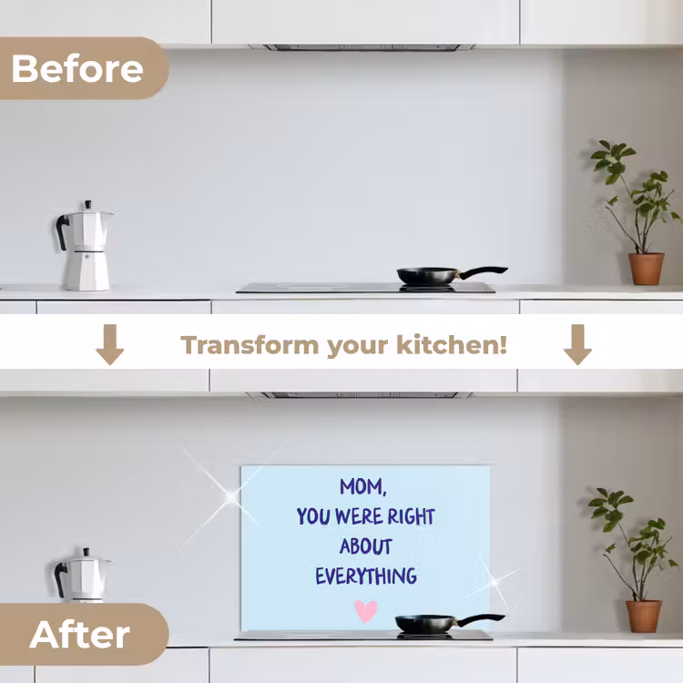 Kitchen splashback for hob - Mother - Quote - Blue — 7