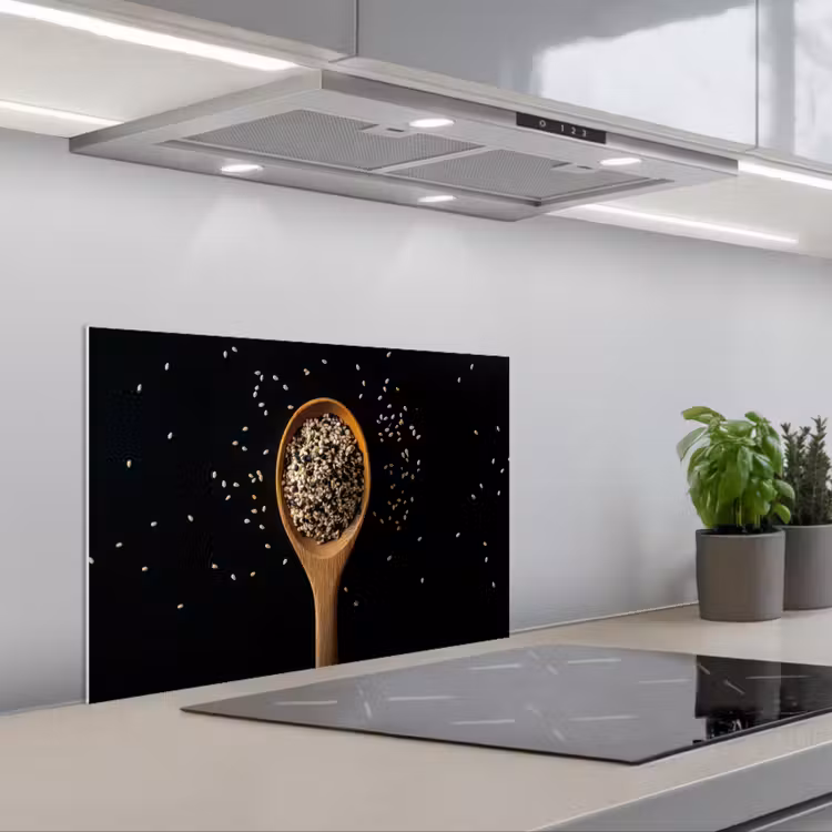 Kitchen splashback for hob - Sesame - Spoon - Black — 1