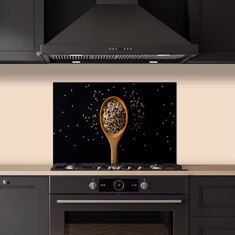 Kitchen splashback for hob - Sesame - Spoon - Black — 5