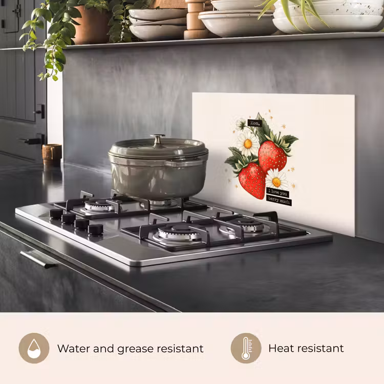 Kitchen splashback for hob - Strawberries - Daisies - Quote - Stars — 2