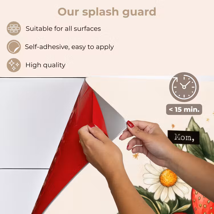 Kitchen splashback for hob - Strawberries - Daisies - Quote - Stars — 4