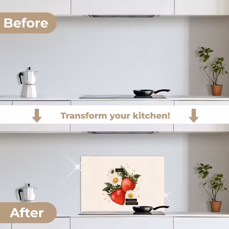 Kitchen splashback for hob - Strawberries - Daisies - Quote - Stars — 7