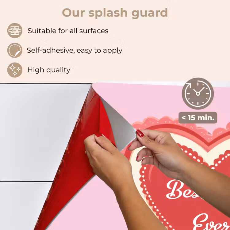 Kitchen splashback for hob - Text - Heart - Mother - Pink — 4