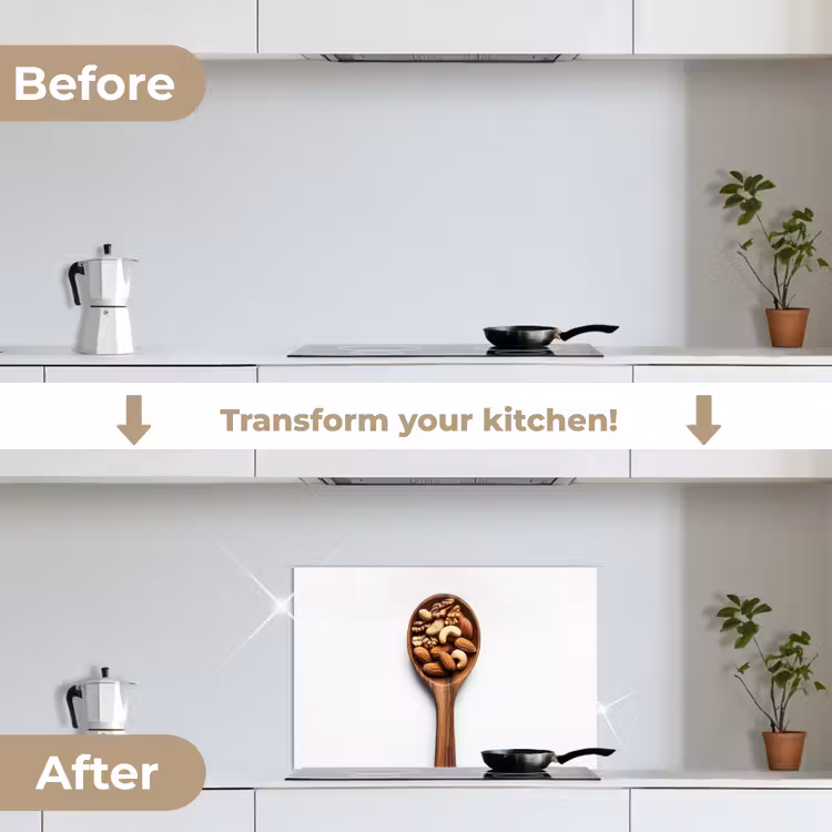 Kitchen splashback for hob - Walnut - White - Wood — 7