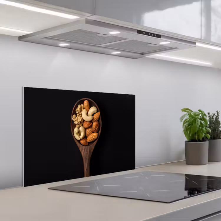 Kitchen splashback for hob - Wood - Walnut - Black — 1