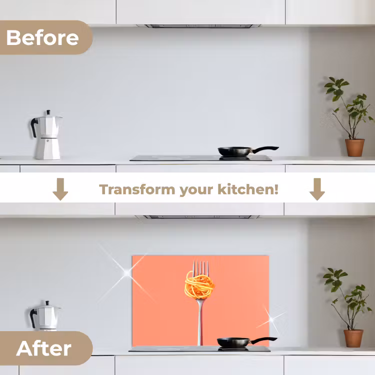 Kitchen splashback for hob - Fork - Spaghetti - Artistic - Pink — 7
