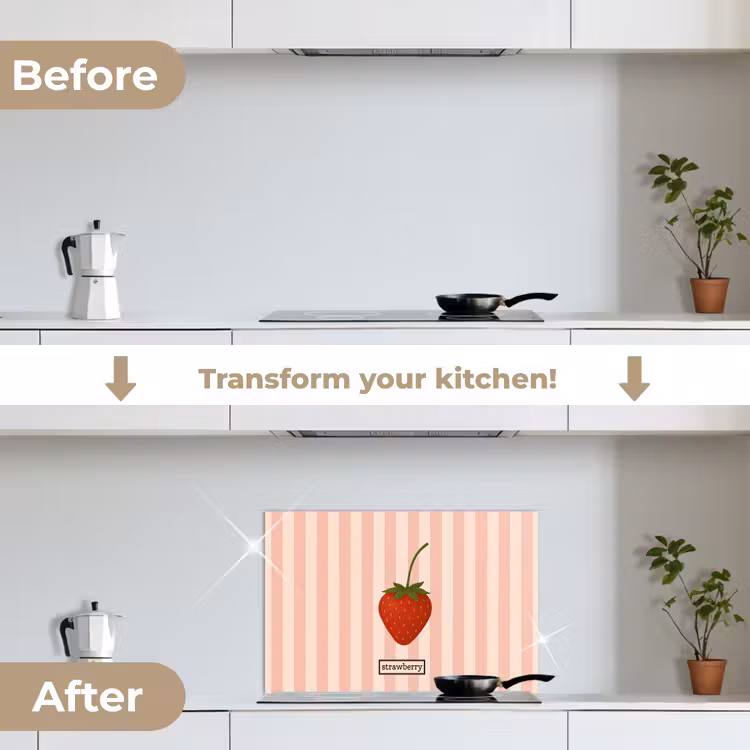 Kitchen splashback for hob - Strawberry - Stripes - Minimalist - Red — 7