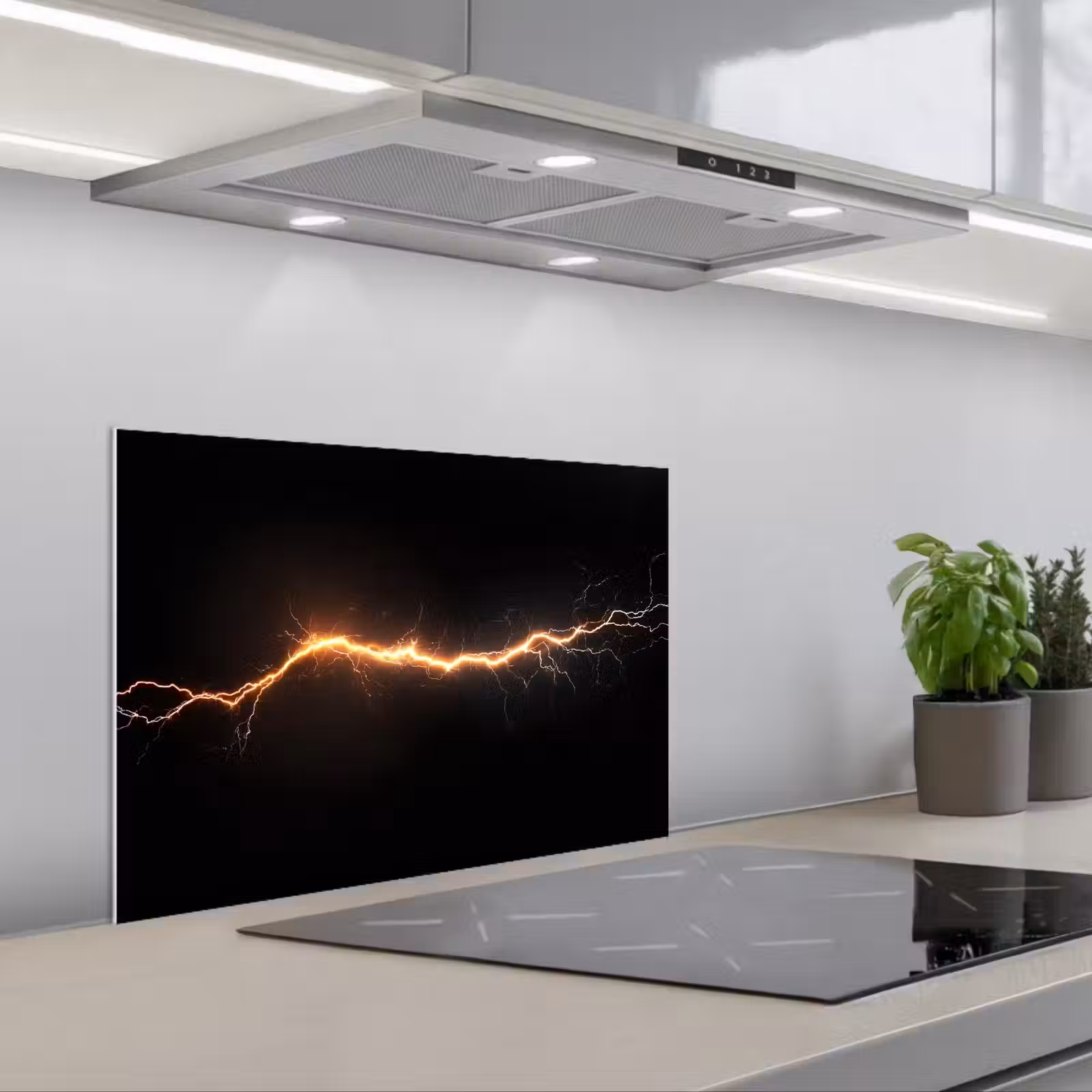 Kitchen splashback for hob - Gaming - Orange - Lightning Flash - Light — 1