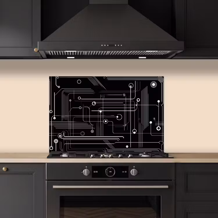 Kitchen splashback for hob - Gaming - Abstract - Lines - Circles - Black — 5