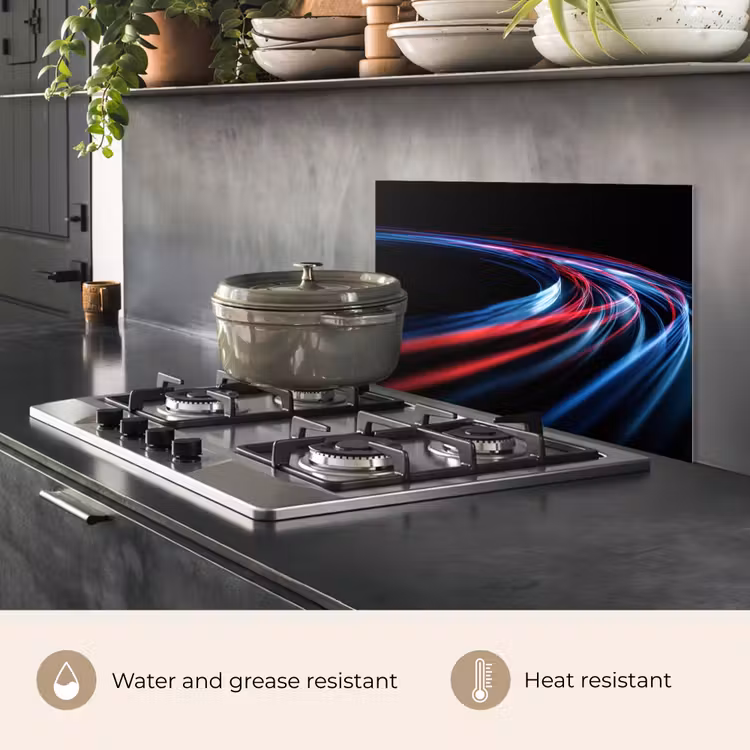 Kitchen splashback for hob - Gaming - Light tracks - Wavy - Red — 2