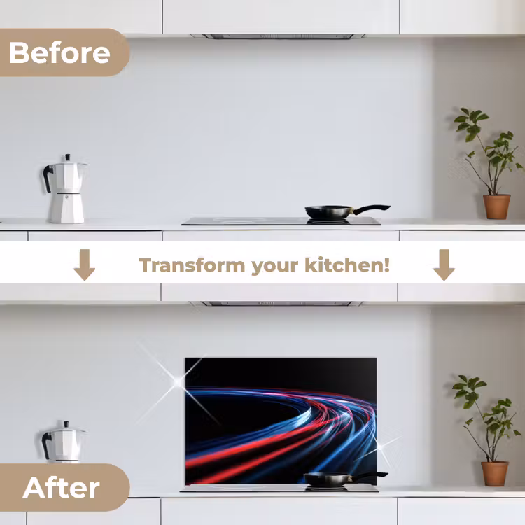 Kitchen splashback for hob - Gaming - Light tracks - Wavy - Red — 7