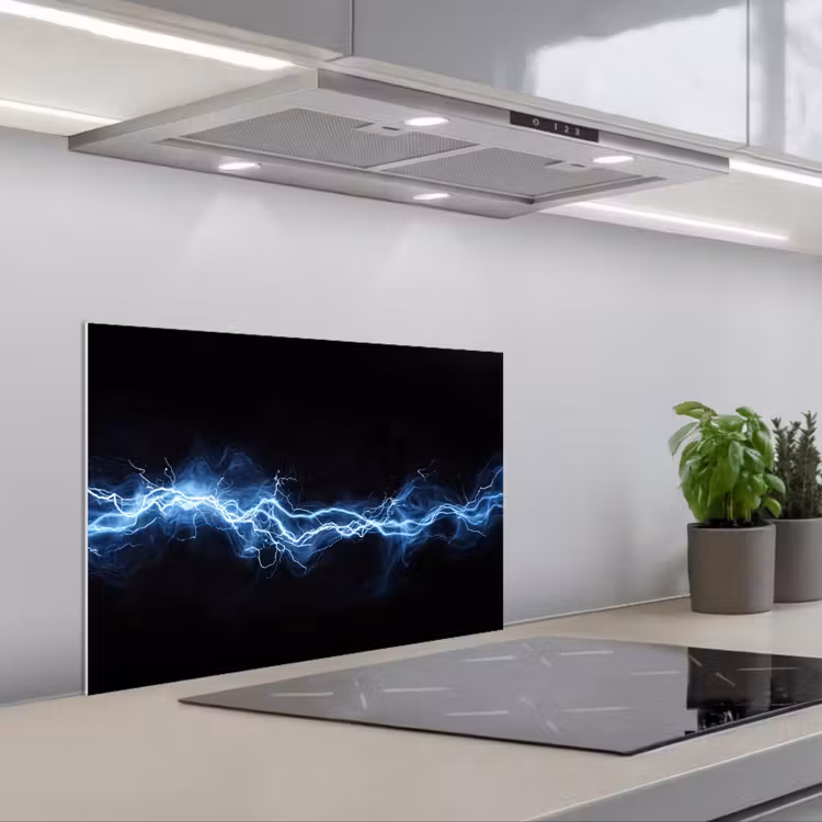 Kitchen splashback for hob - Gaming - Lightning Flash - Blue - Energy — 1