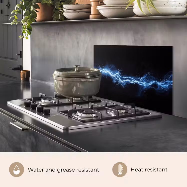 Kitchen splashback for hob - Gaming - Lightning Flash - Blue - Energy — 2