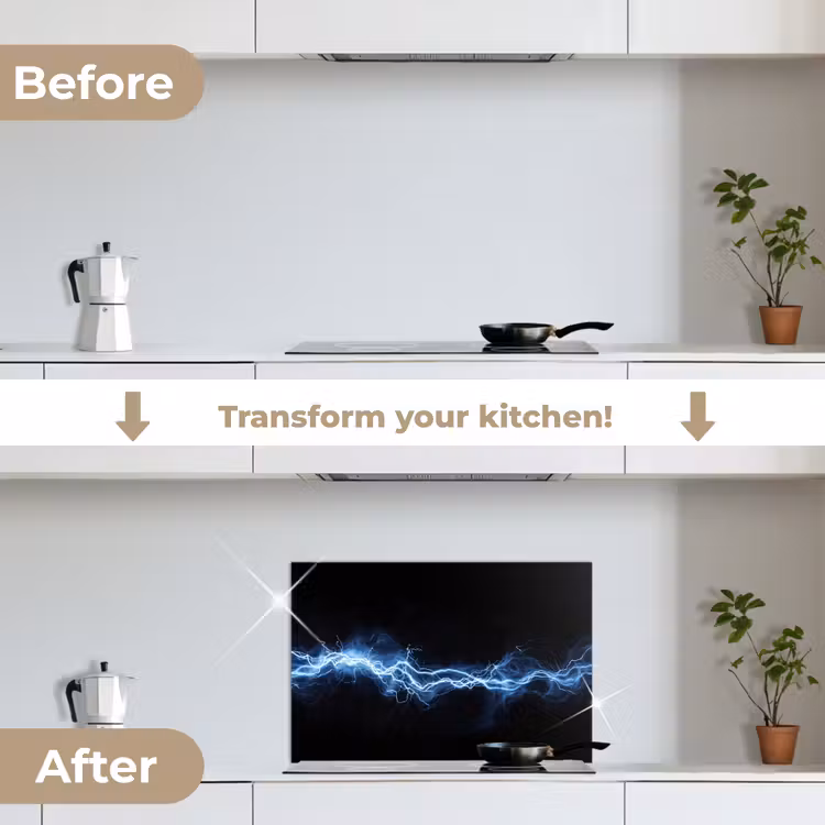 Kitchen splashback for hob - Gaming - Lightning Flash - Blue - Energy — 7